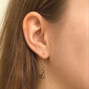 Handcrafted Bronze Tone Witches Hat Earrings